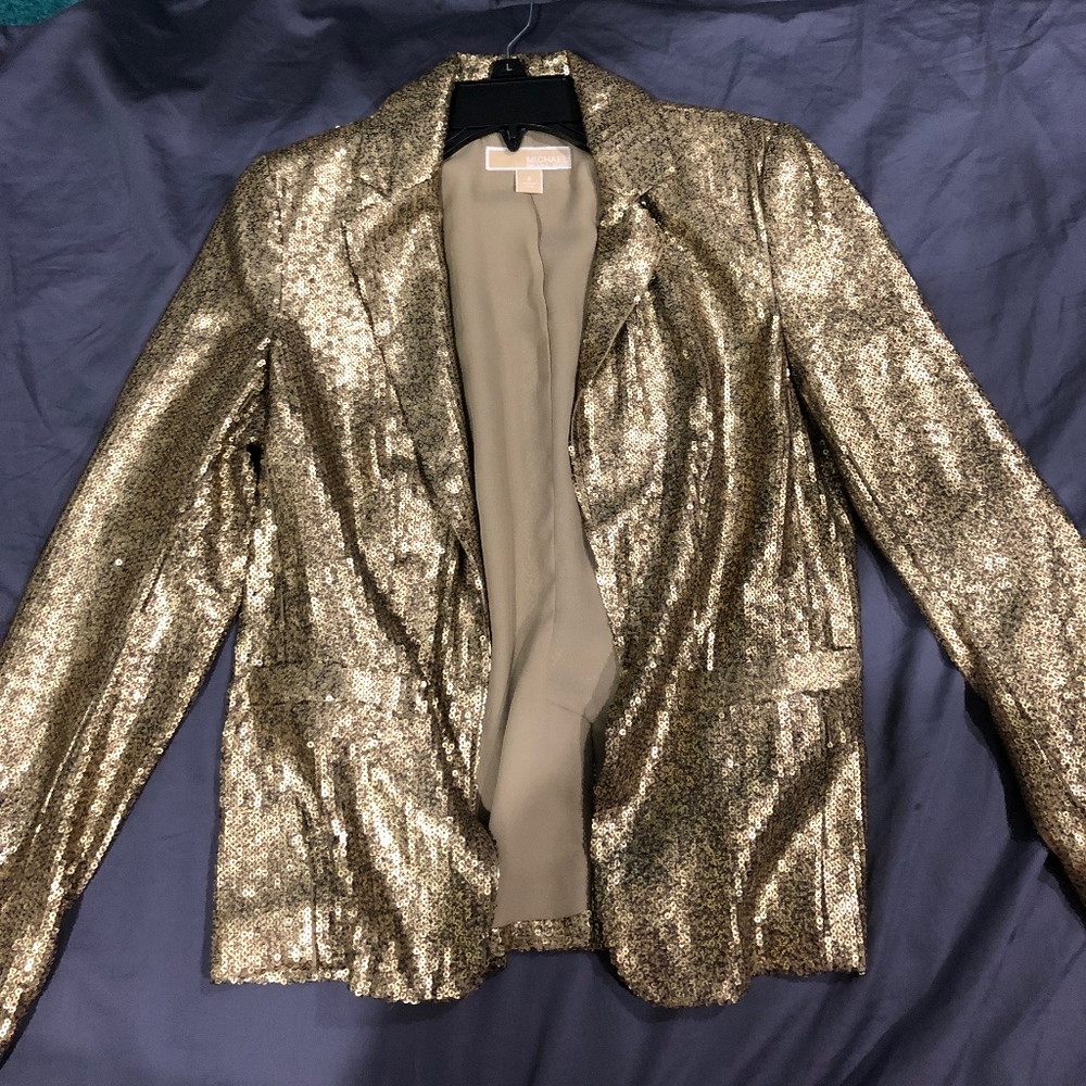 Michael Kors Size 2 Glittered Gold Suit Jacket
